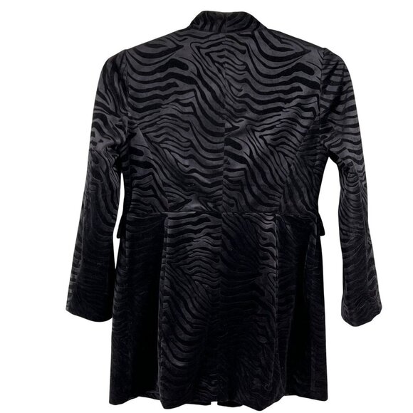 Chicos Women 4/6 Black Velvet Animal Burnout Blazer Long Jacket Witchy Fairygoth - Picture 2 of 16